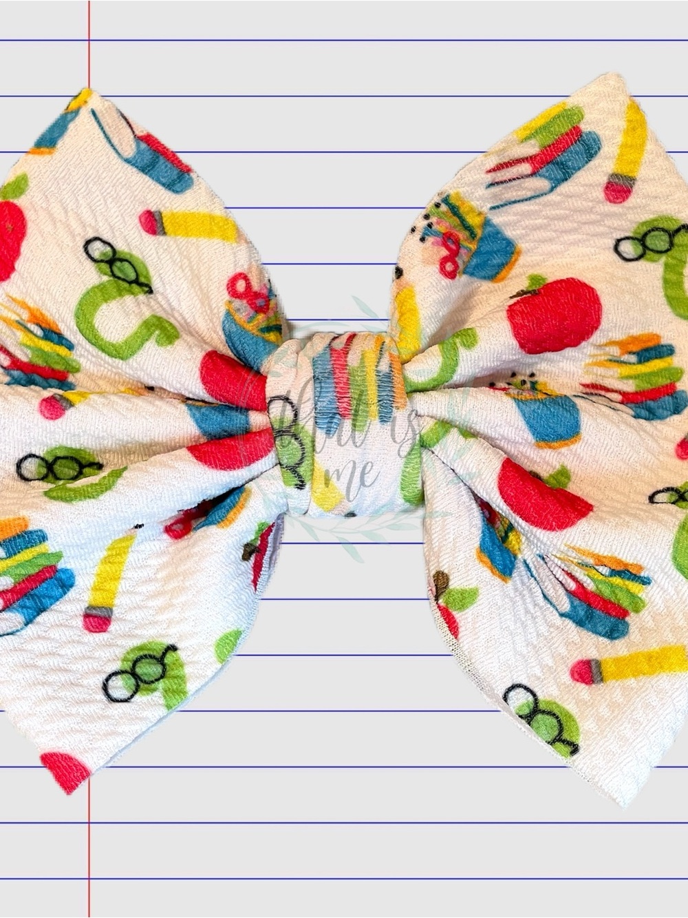 Back To School Fabric Hair Bow Large